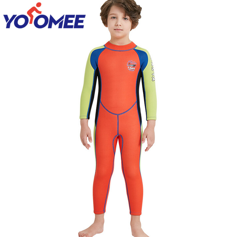 Yoomee One Piece Kids 2.5mm Wetsuit Long Sleeve Swim Skin Suit Dive Diving Swimming Suit for Boys Girls Swimsuit Swimwear