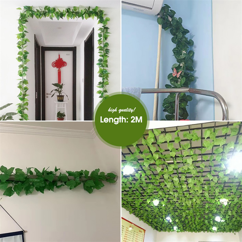 [Cư Trú Thanh Lịch] Cây Giả Dài Cây Leo Lá Xanh Treo Tường Cây Nho Hoa Mô Phỏng Cây Thường Xuân Màu Đỏ Vòng Hoa Treo Tường Cây Thường Xuân Trang Trí Sân Vườn Nhà Cửa Đám Cưới Mây Nhựa