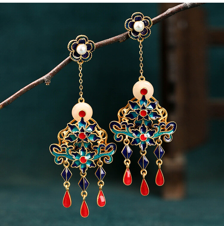 Her Lab Jewelry Ancient K gold enamel craft pendant flower rich