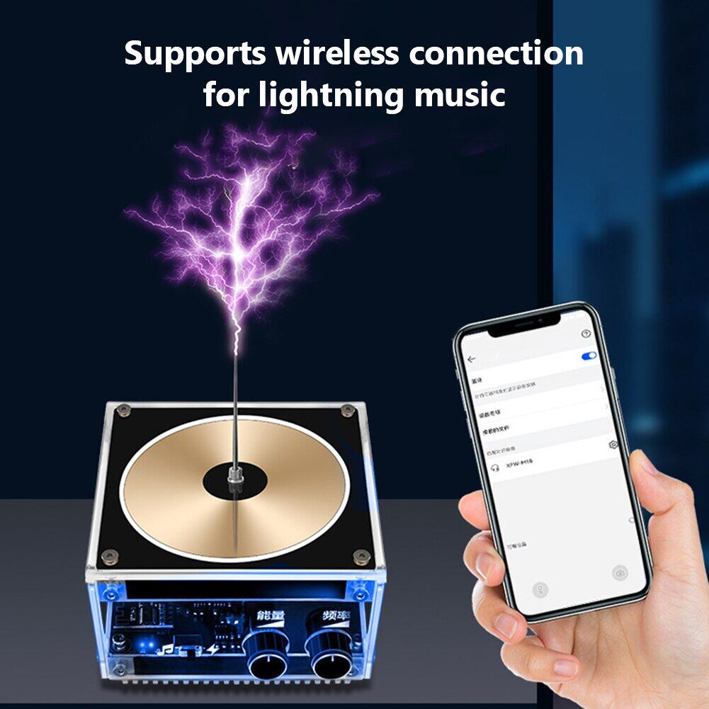 For Tesla Coil Speaker Bluetooth-Compatible Music Wireless Touchable Artificial Lightning Speaker High Frequency Power Tool Gift