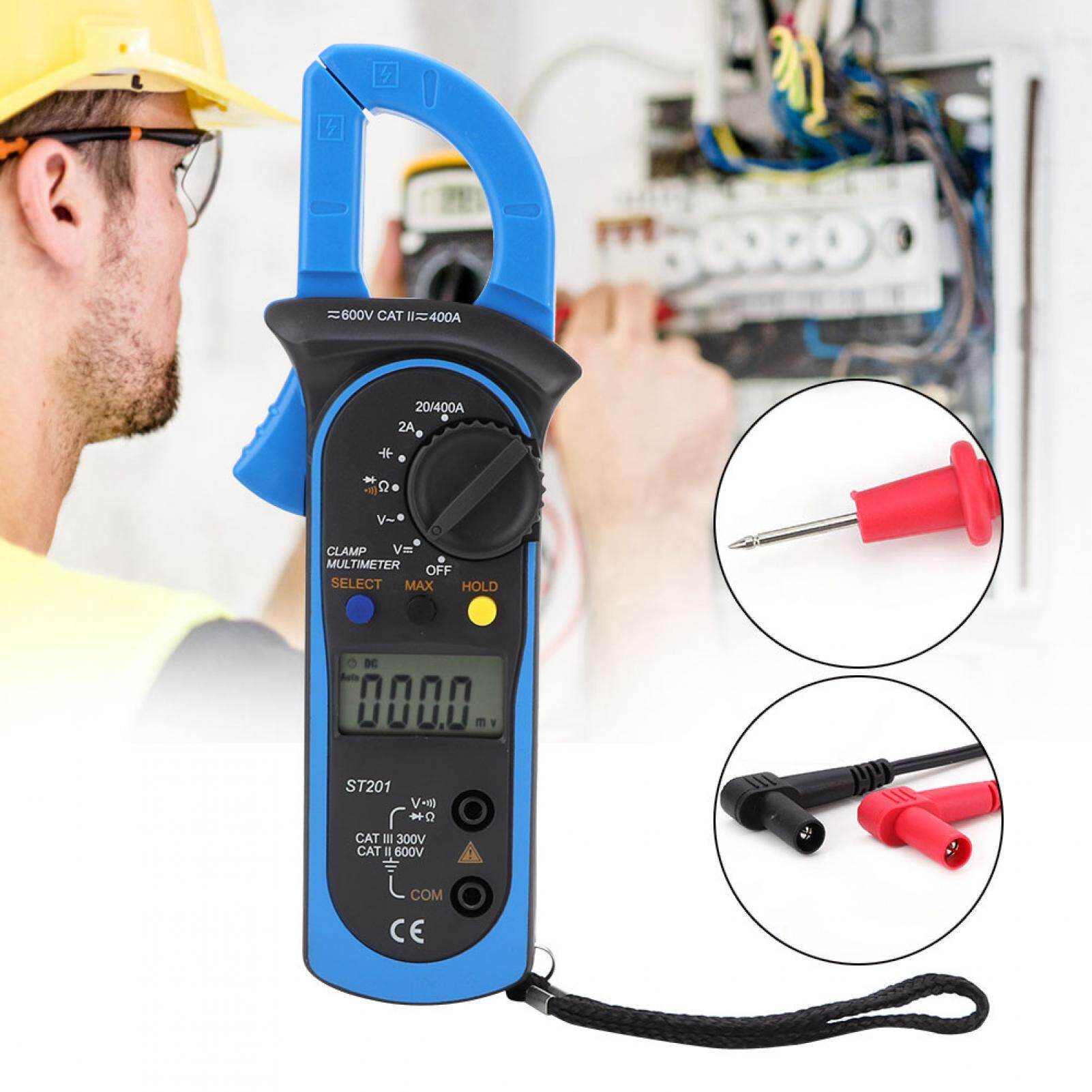 ST201 Automatic Digital Clamp Meter Current Multimeter DC/AC Voltage Resistance Diode Tester