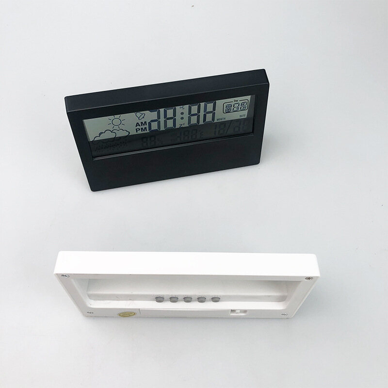 Resim LCD clock electronic desk clock temperature and humidity meter alarm clock creative electronic digital display multi-function blue light