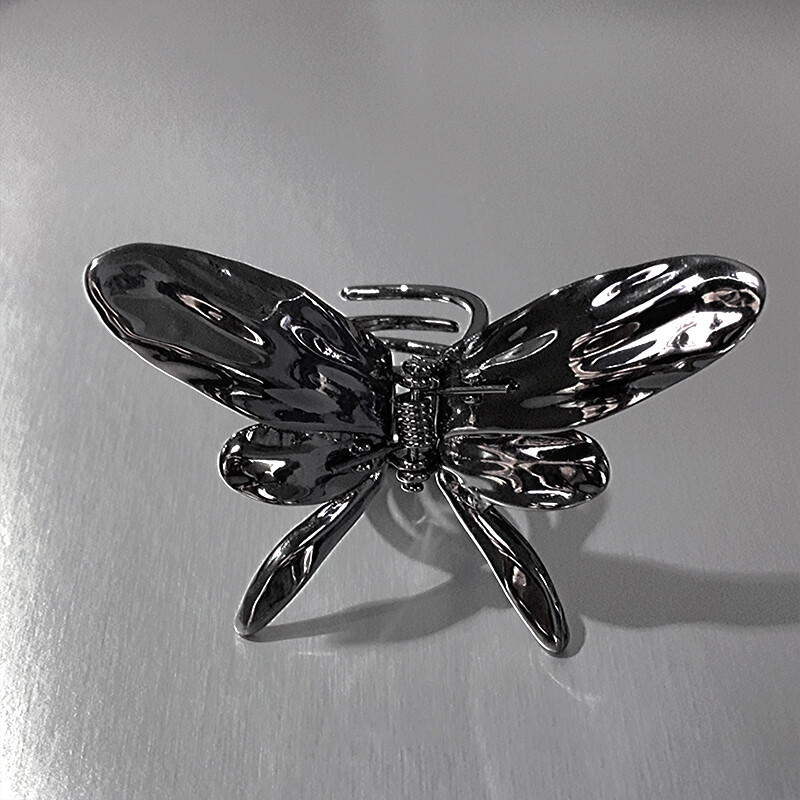 Metal Butterfly Hairpin Design for Female Back Brain Spoon Grip Clip Small Shark Clip Headwear Hair Accessories A HELLO GIRL