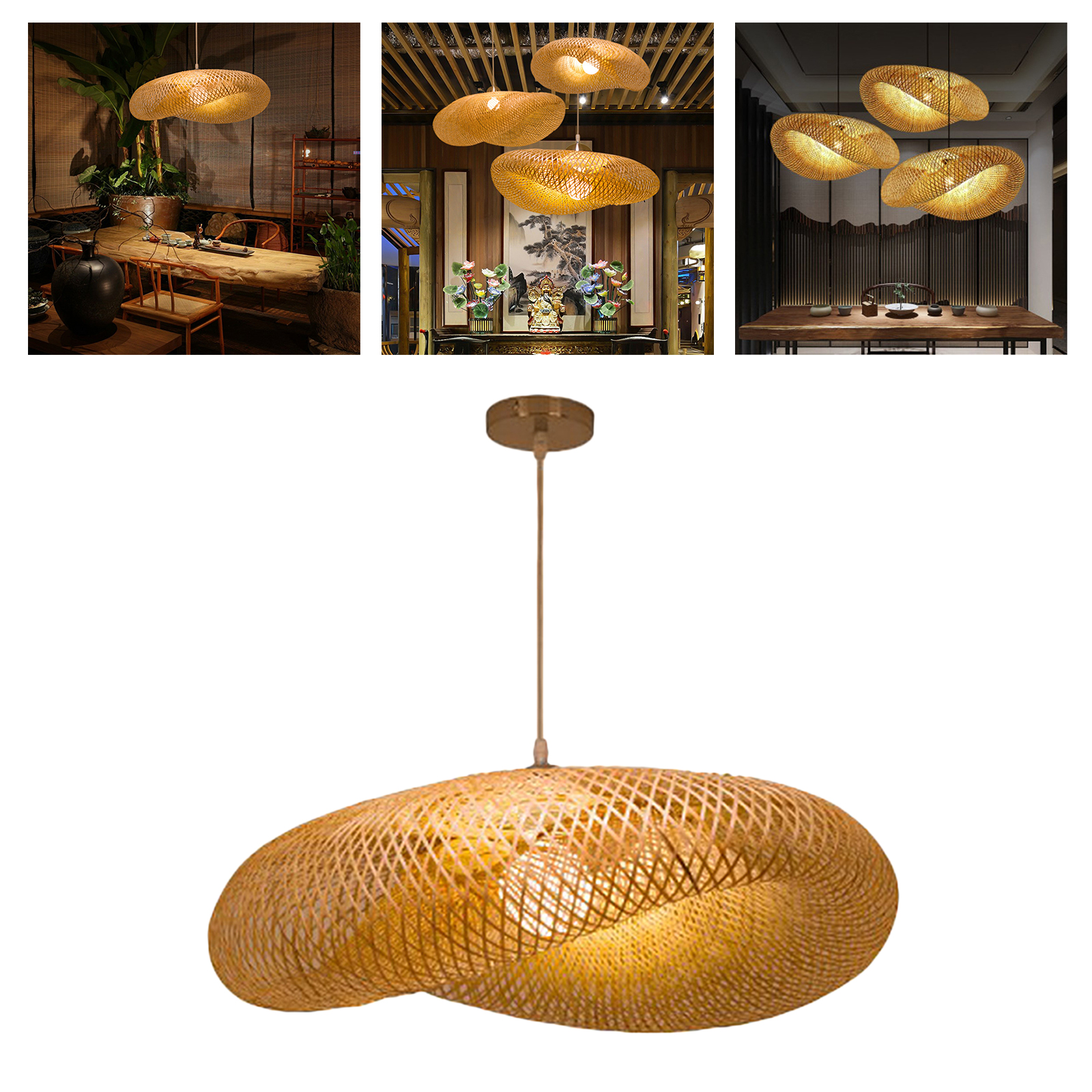 Baoblaze Bamboo Pendant Lampshade Hanging Ceiling Lamp Light Shade