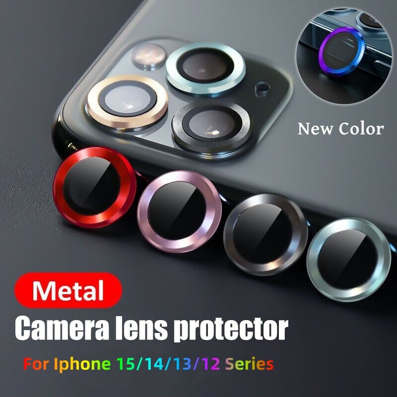 1 bộ/2 trong 1 bảo vệ máy ảnh cho iPhone 13 14 15 Pro Max 11 Pro Max 12 Pro Max 12 kính cường lực nhỏ kim loại khung bảo vệ chống trầy xước ống kính bảo vệ Bìa vòng bảo vệ ống kính máy ảnh của điện thoại