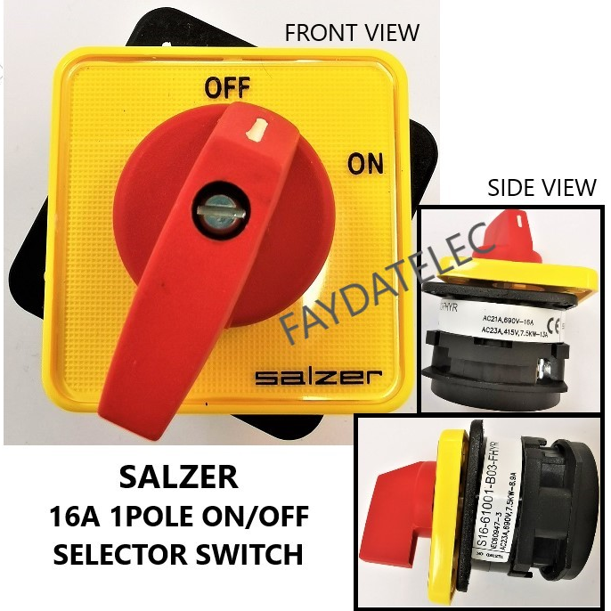 SALZER 16A 1POLE ON/OFF ISOLATOR / SELECTOR SWITCH (S1661001B03FHYR