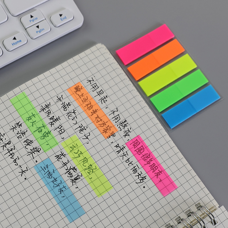 100 Sheets Fluorescence Sticky Notes Memo Pad Loose-leaf Index Sticker Bookmark Sticker Office Stationery Supplies Post-it Memo Sticky