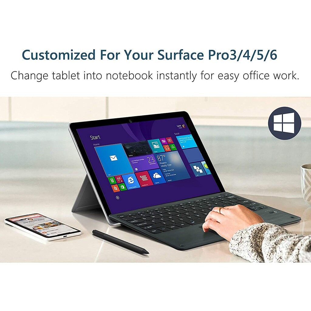 Surface Pro Wireless Bluetooth Keyboard for Microsoft Surface Go 1 Go 2 Go 3 Go 4 Pro 9 Pro10  11 2024 Pro 8 X Pro 7 Pro 6 Pro 5 Pro 4 Pro 3 Cover Ultra-Slim Wireless Bluetooth Keyboards with Trackpad