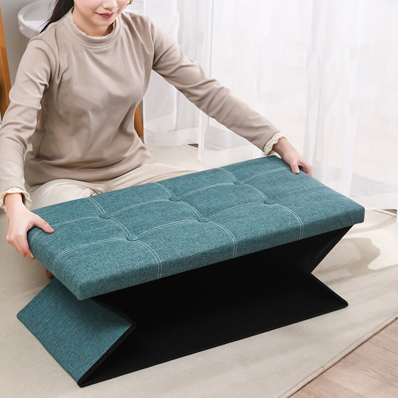 Fabric storage stool storage stool multifunctional can sit and change shoes stool small sofa stool folding storage box home