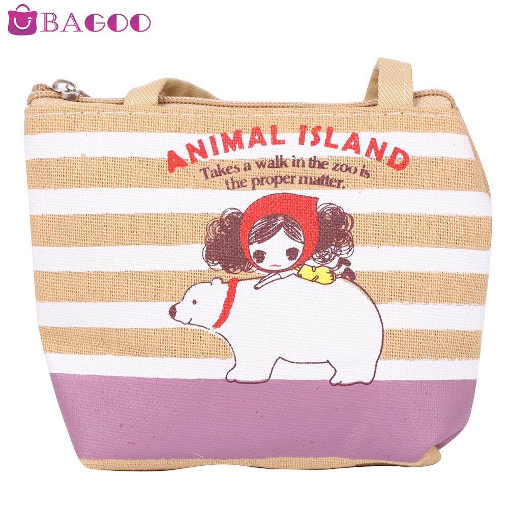 BAGOO Woman Zipper Canvas Coin Purse Handbag Tote Pocket Student Storage Money Bags