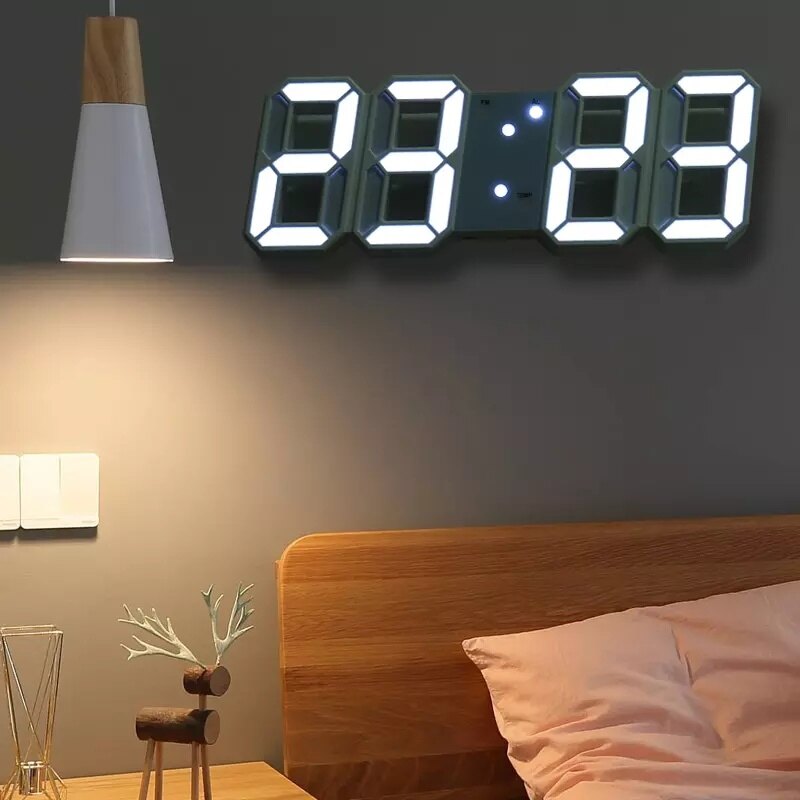 Đồng Hồ Treo Tường Kỹ Thuật Số LED Lớn 3D, Hiển Thị Đèn Ngủ Ngày Giờ Đồng Hồ Để Bàn Đồng Hồ Báo Thức Để Trang Trí Phòng Khách Gia Đình
