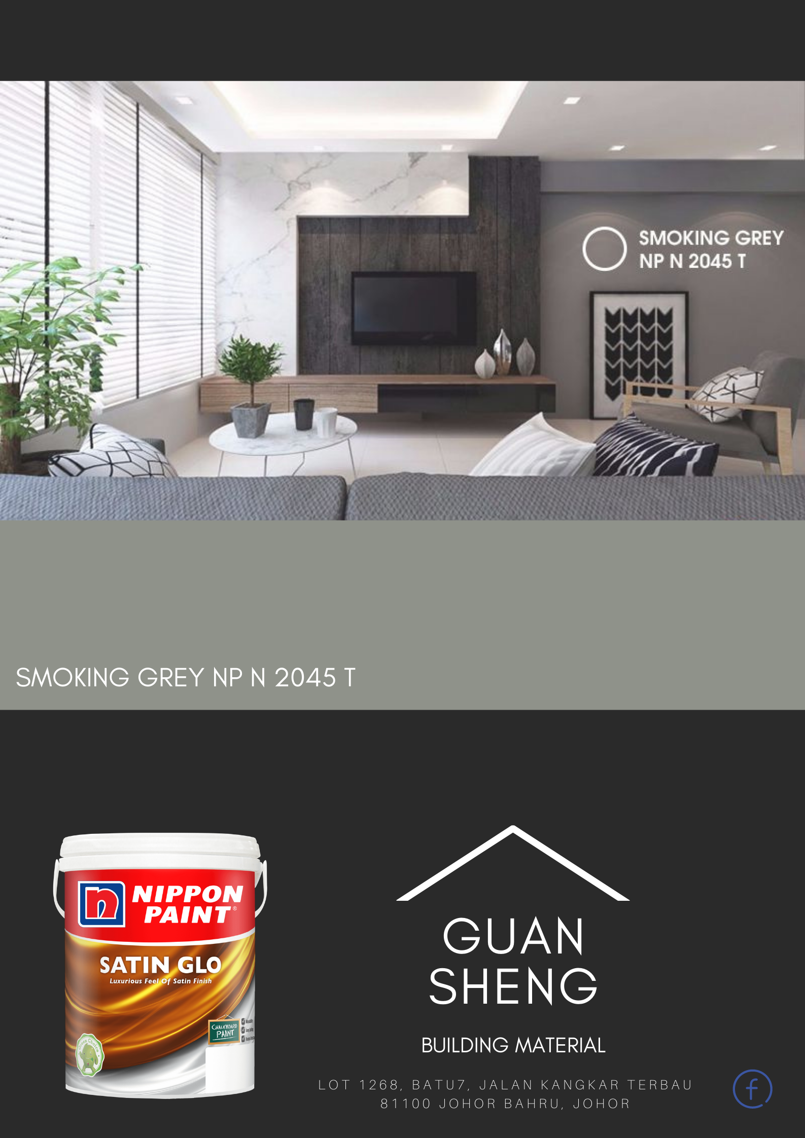 NIPPON Paint Satin Glo (Grey) 1L/5L Indoor Water Based Wall Paint cat ...