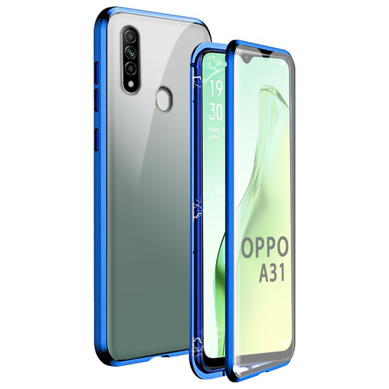 For OPPO A31 Case 360 Front+Back double-sided 9H Tempered Glass Case For OPPO A31 2020 Metal Bumper Case