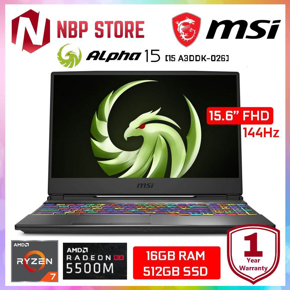 MSI Alpha 15 A3DDK-026 15.6 FHD IPS 144Hz Gaming Laptop ( Ryzen 7-3750H, 16GB, 512GB SSD, RX5500M 4GB, W10 ) Malaysia