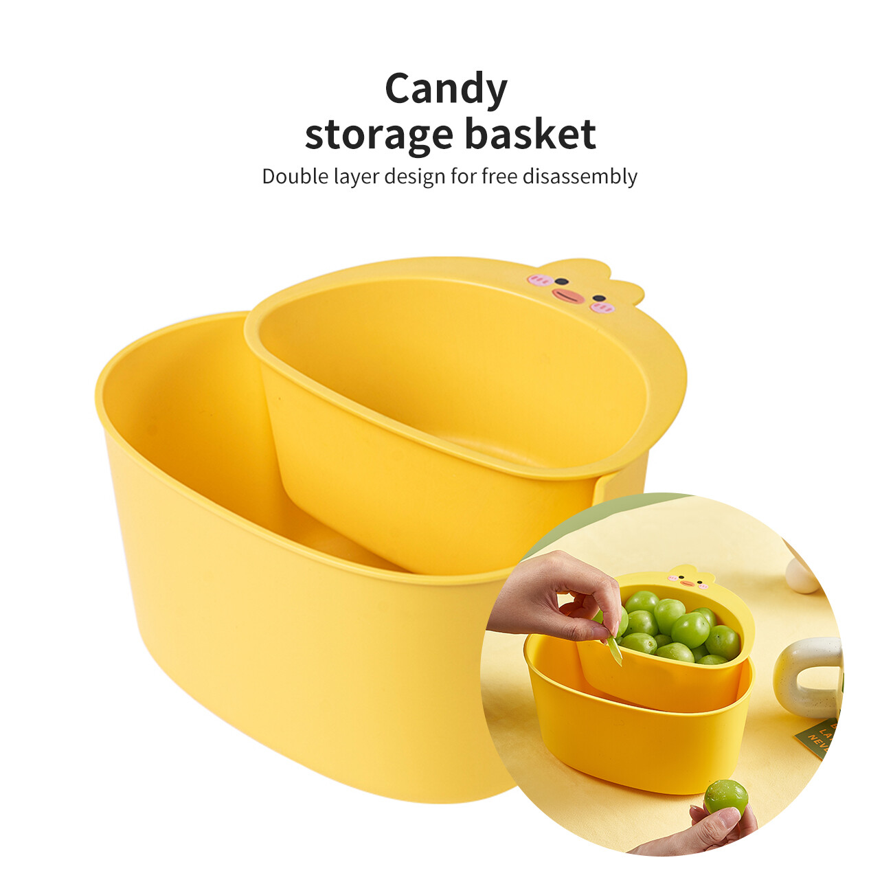 Homenhome double-layer fruit tray household drain basket living room snacks candy storage tray
