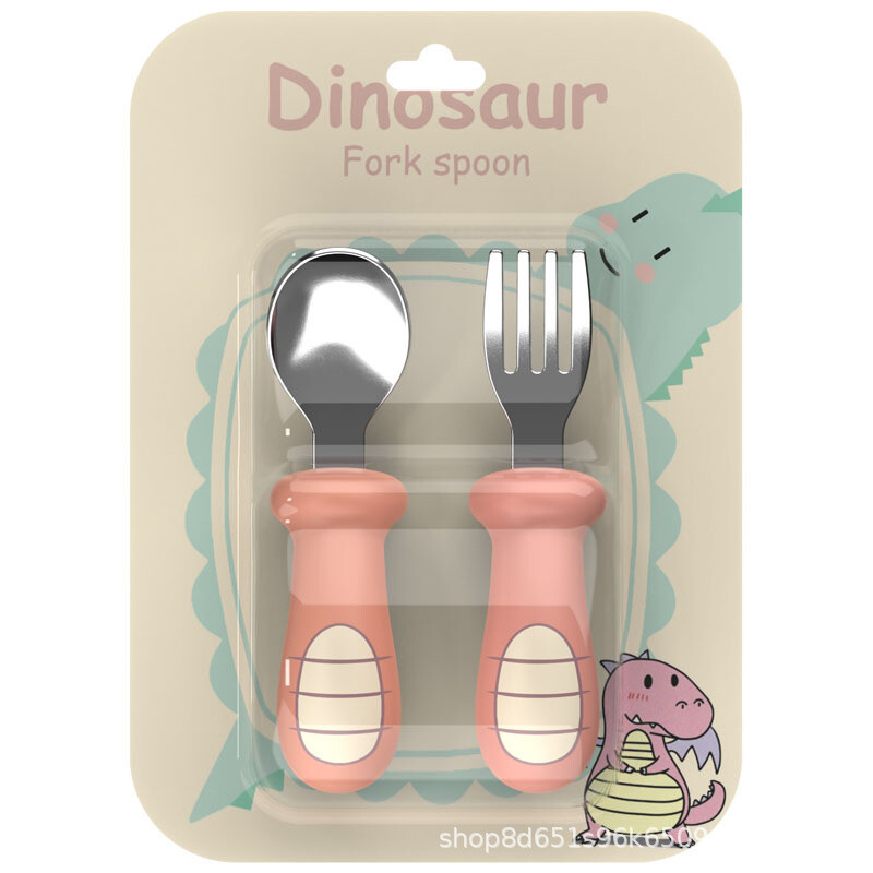 IP Portable Children's Fork and Spoon Creative Cartoon Fork and Spoon Complementary Feeding Spoon Fork Stainless Steel Training Cutlery