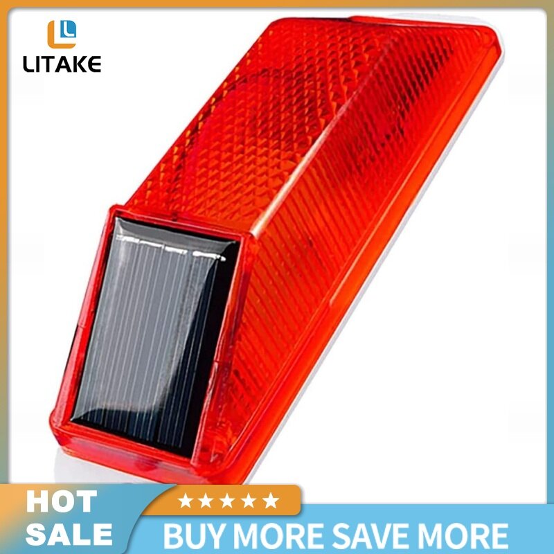Litake【ready stock】Solar Strobe Warning Light Outline Safety Traffic Night Warning Flashlight Beacon Barricade Construction Obstacle Flashing Light