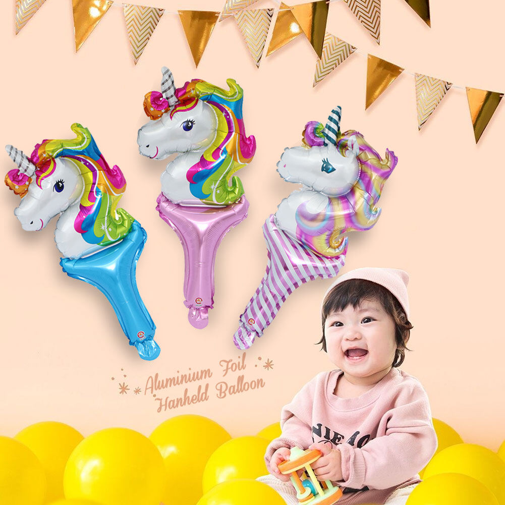 Handheld Stick Unicorn Balloons Cute Aluminum Foil Balloons Birthday Party Decorations Party Supplies Kids Toys kids decor