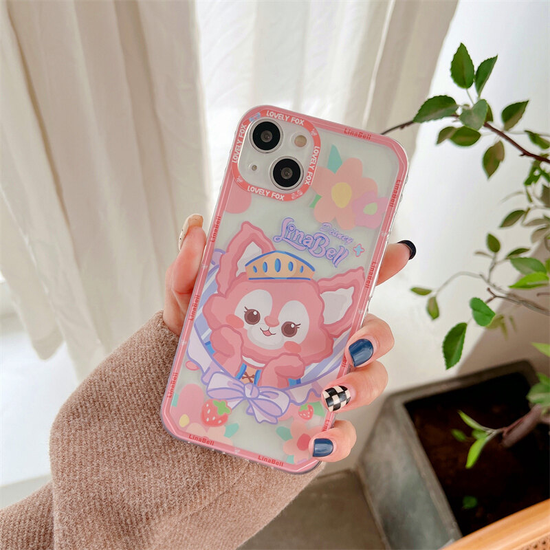 Cute little fox side silicone soft case for iphone 11 12 13 pro max 7 8 plus xr xs max protective lens shockproof back cover for se 2020 cute cartoon phone case