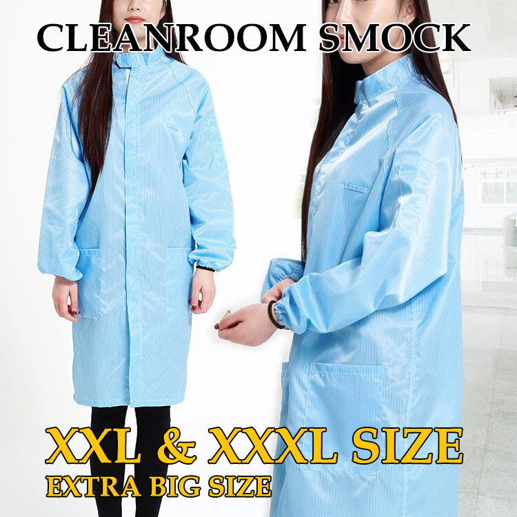 Cleanroom Smock ESD Washable Extra Large Size Full Cover Collar Lazada