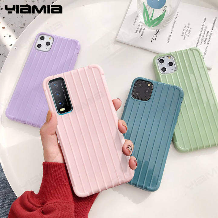 Yiamia For Vivo Y20 Vivo Y20i Vivo Y20s Case Solid Color Trolley Suitcase Phone Shell Silicone Candy Colors Luggage Shockproof Protective Back Cover Lazada