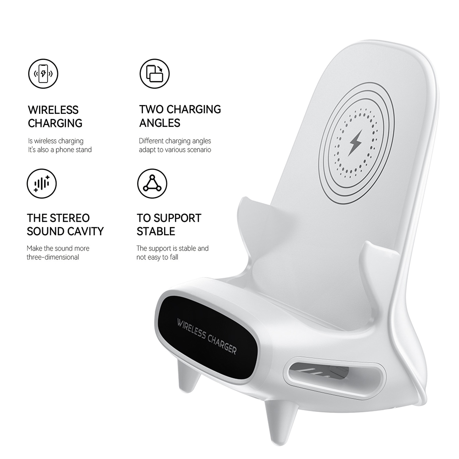 Zeallion Đế Sạc Để Bàn Không Dây 15W Đế Sạc Nhanh Type C Cảm Ứng Cho iPhone Samsung Xiaomi Vivo Oppo Trạm Sạc Điện Thoại
