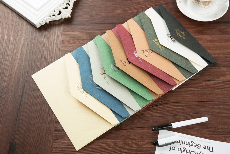 [10 Cái] Phong Bì Màu Đồng Cổ Điển Phong Bì Giấy Kraft Màu Trơn Phong Cách Phương Tây Thiệp Chúc Mừng Thư Tình Phong Bì Thư Mời Kinh Doanh