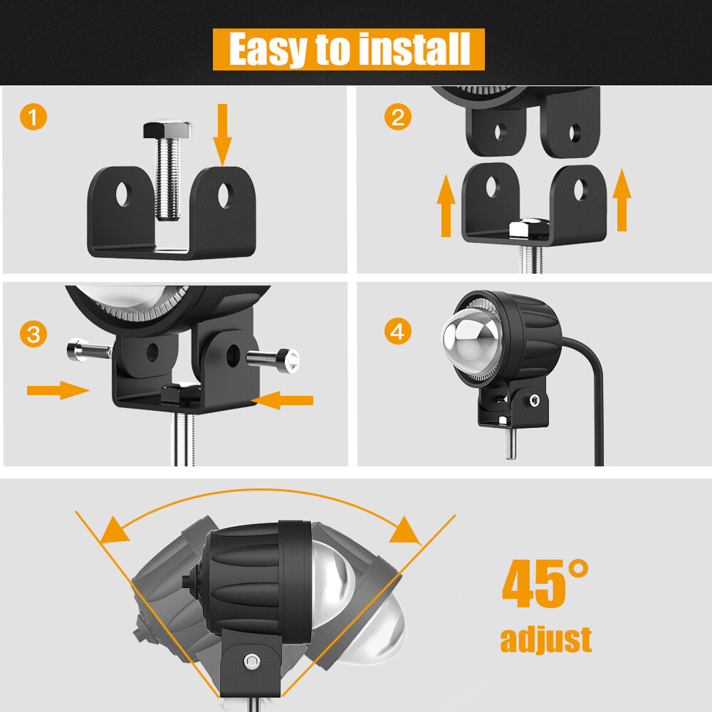 Đèn Pha Trước Xe Máy Đèn Pha Led Thông Dụng Đèn LED Chiếu Điểm Làm Việc Phụ Kiện Đèn Trắng 6000K Đèn Pha Chống Nước