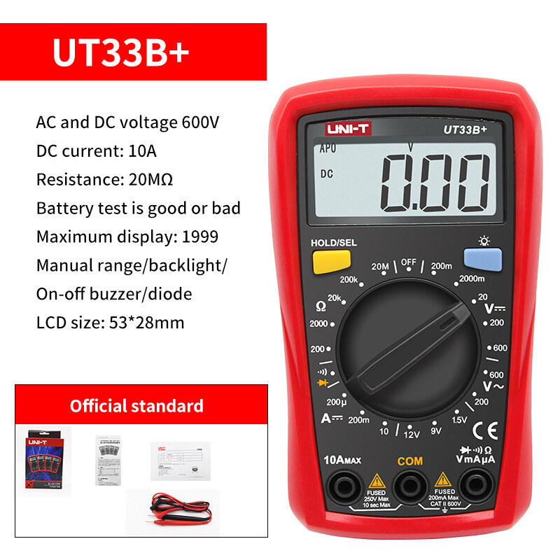 Uni-t ut33a+ ut33b+ ut33c+ ut33d+ plus mini multimeter digital display household electrician anti-burn pocket digital ammeter