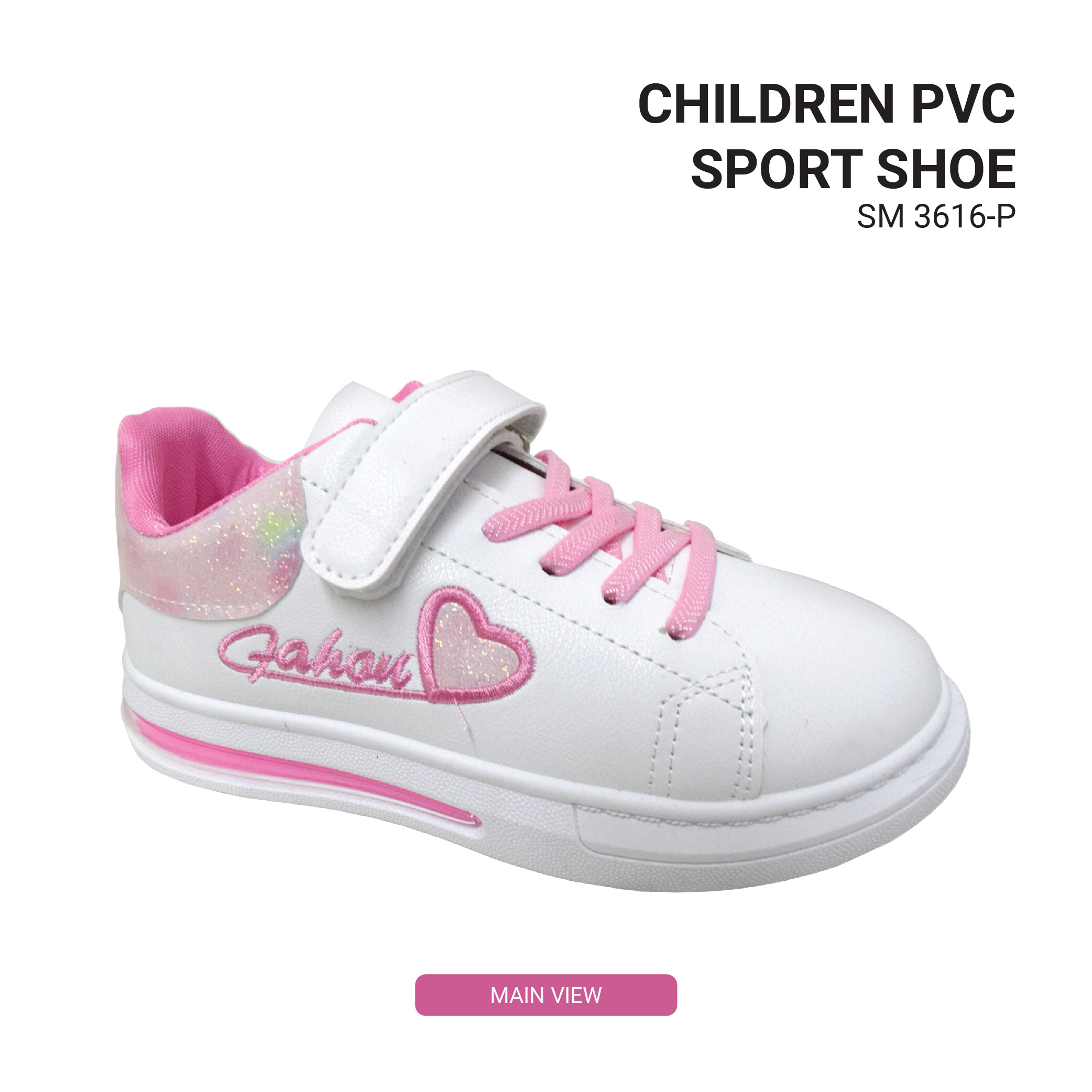 Azer SM 3616 Children Outdoor PVC Pink Sport Shoe | Kasut Sukan Kanak ...