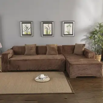 Velvet 2pcs Covers For Corner Sofa Living Room L Shaped Couch