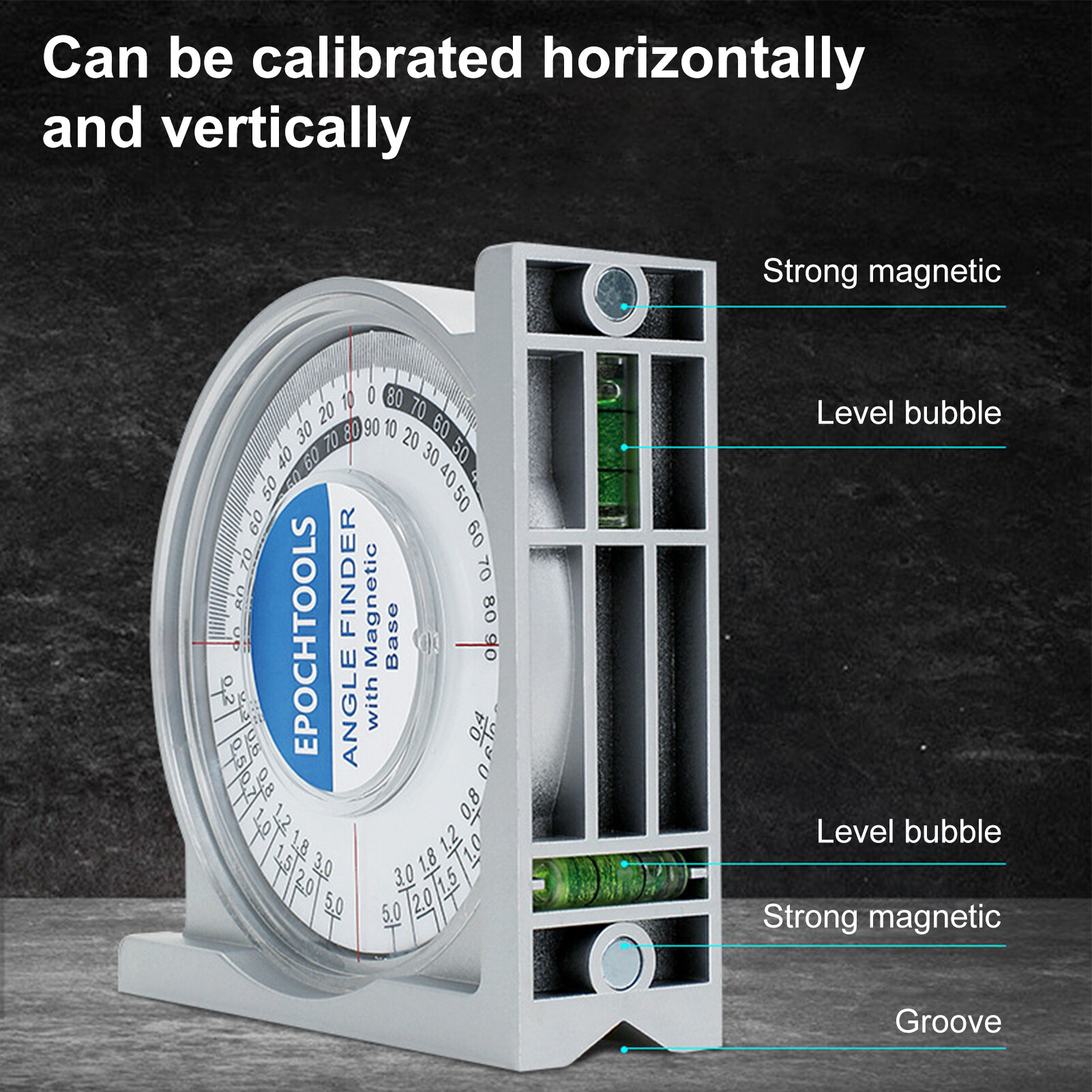 kangshaibi Widely Used Angle Finder Strong Adsorption High Sensitivity Stable Protractor Gauge for Civil Engineering Professional Inclinometer Clear