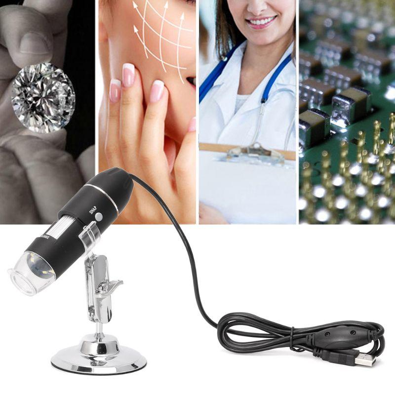 Kính Hiển Vi Kỹ Thuật Số 1600X USB, Kính Lúp Camera Nội Soi 8LED Có Giá Đỡ