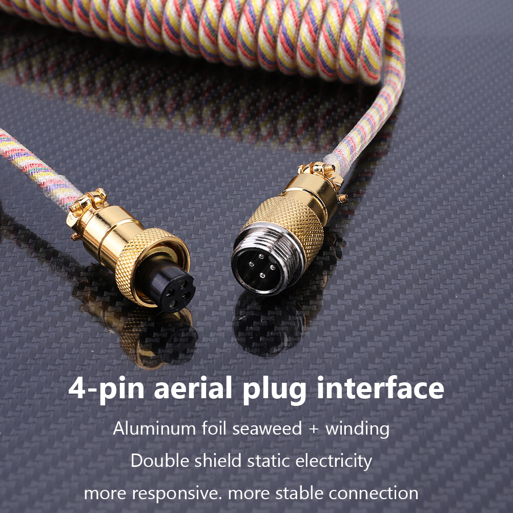 Type C USB Cable Mechanical Keyboard Coiled Spring Wire Aviator Data Cable