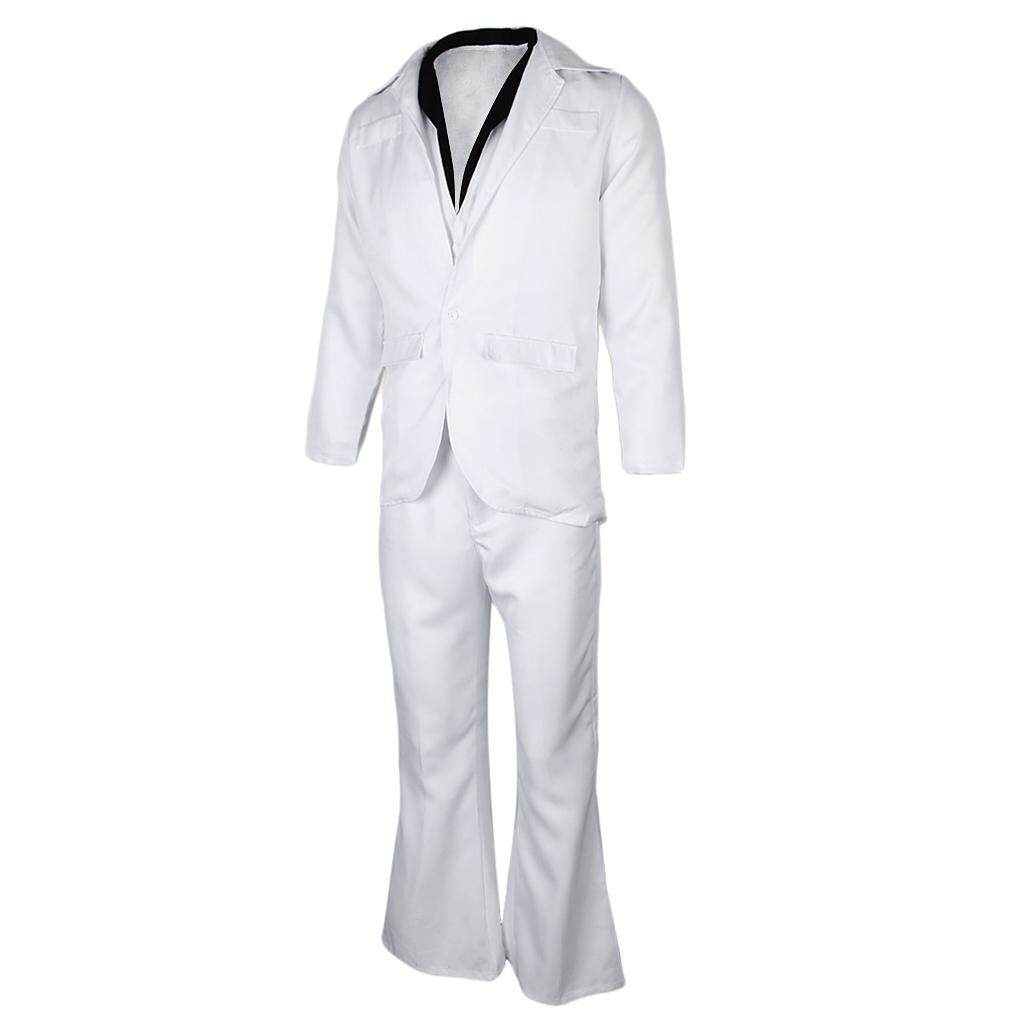 Saturday Night Fever White Suit Mens 1970/'s John Travolta Disco Fancy Dress M XL