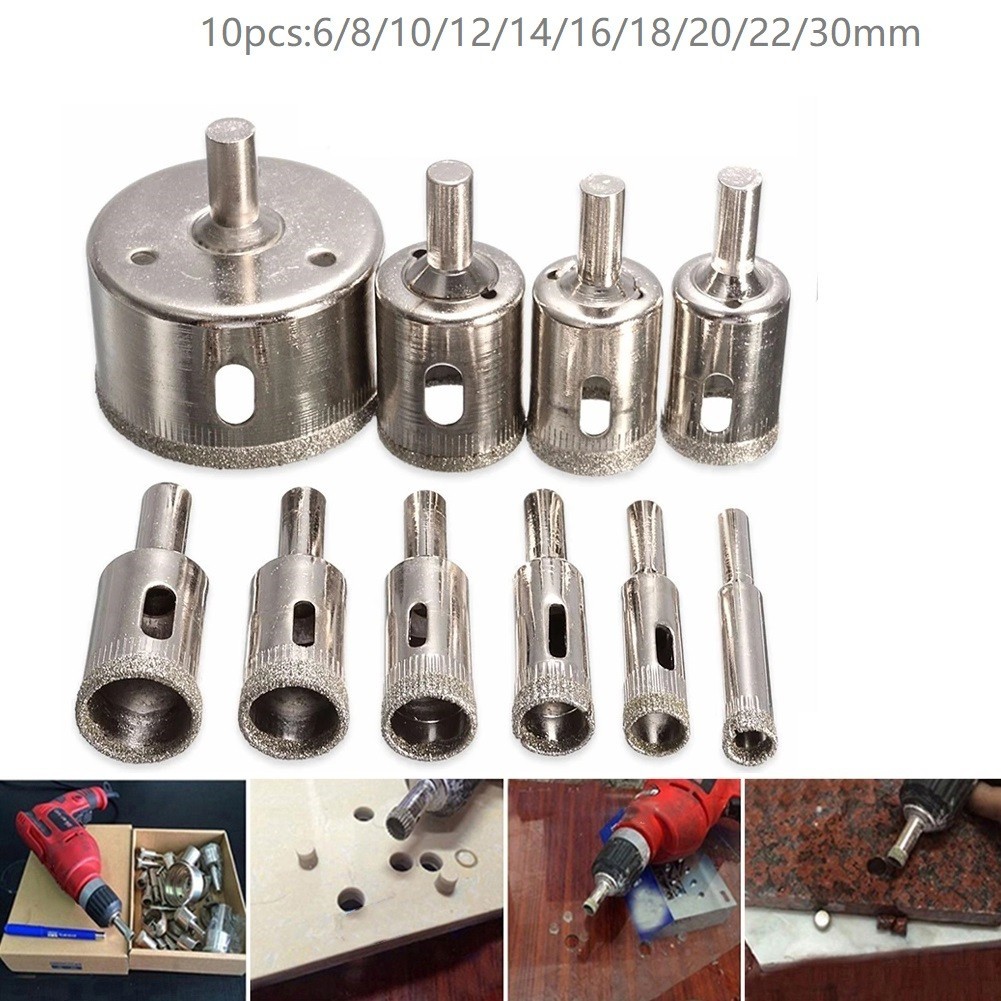 thumbnail image 2 of ILOVETOOL 10Pcs 5mm Diamond Hole Saw Drill Bits – 3/16 Inch, Coated Masonry Bit For Rotary Tools 2 of 5