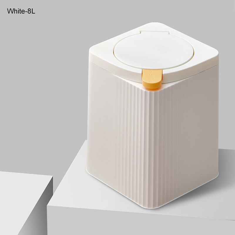 trash bin Trash bins in the kitchen, living room, plastic bins, solid, durable, plastic bins. Press bin with lid, double thick desktop waste bin for home use with lid, bedroom paper basket.
