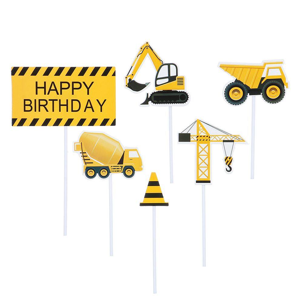 GAYE SPORTS Supplies Theme Party Mini Cupcake Topper Road Sign Crane ...