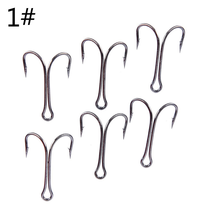 50pcs Dual High Carbons Steel Black Fishing Hooks Double anchors hook Saltwaters