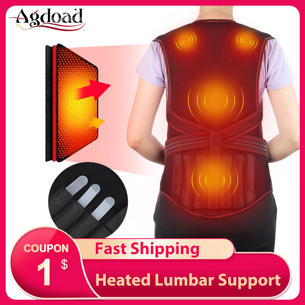 Agdoad Tourmaline Self-heating Spine Lumbar Support Magnetic Shoulder Wrap Posture Corrector Waistcoat Heating Therapy Shoulder Neck Brace