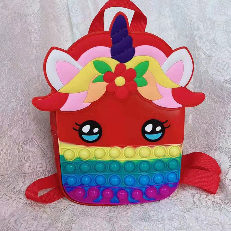 HS Children unicorn backpack rat killing backpack decompression toy bag silicone bag