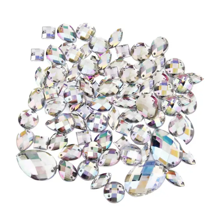 Bolehdeals 100 Pieces Assorted Crystal Sewing Buttons For