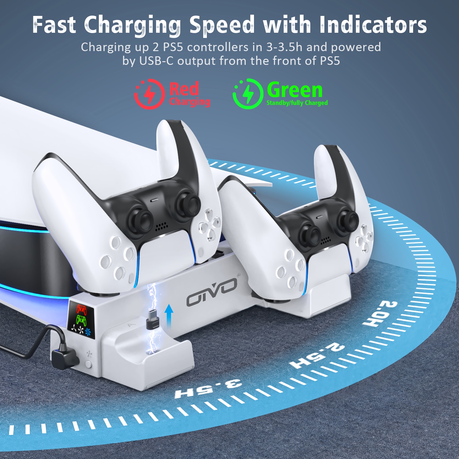 Oivo cho ps5 giao diện điều khiển Đế tản nhiệt ngang ps5 đế đui đèn ps5 Bộ sạc điều khiển cho PlayStation 5 đĩa & phiên bản kỹ thuật số