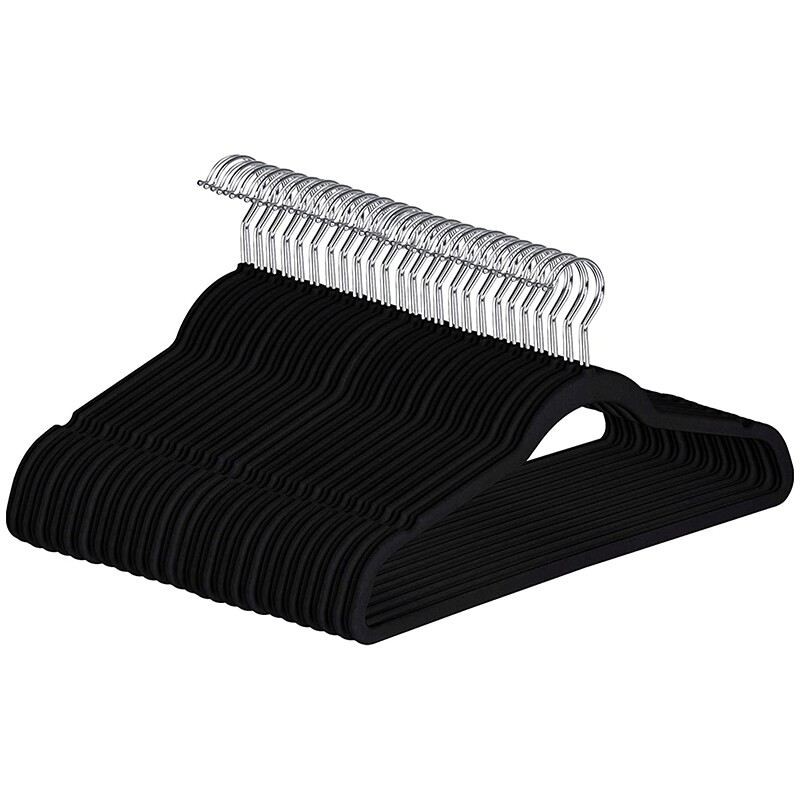 Premium Non Slip Velvet Hangers - Heavy Duty - Coat Suit Hangers - Black