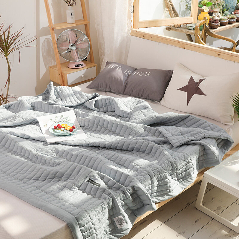Macaron Solid Color Bedspread Soft Summer Comforter Quilts Washable Bed Quilt Air Conditioned Quilt Duvet Adults Summer Quilt