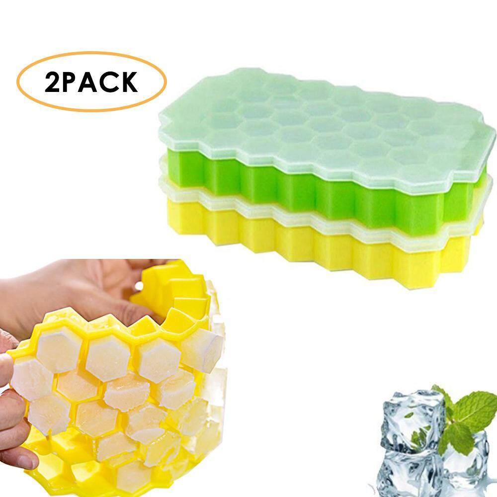 Onlook Es Cetakan Es Batu, wattly 2 Baki Kayu Buatan Tangan Silika Gel Fleksibel dan