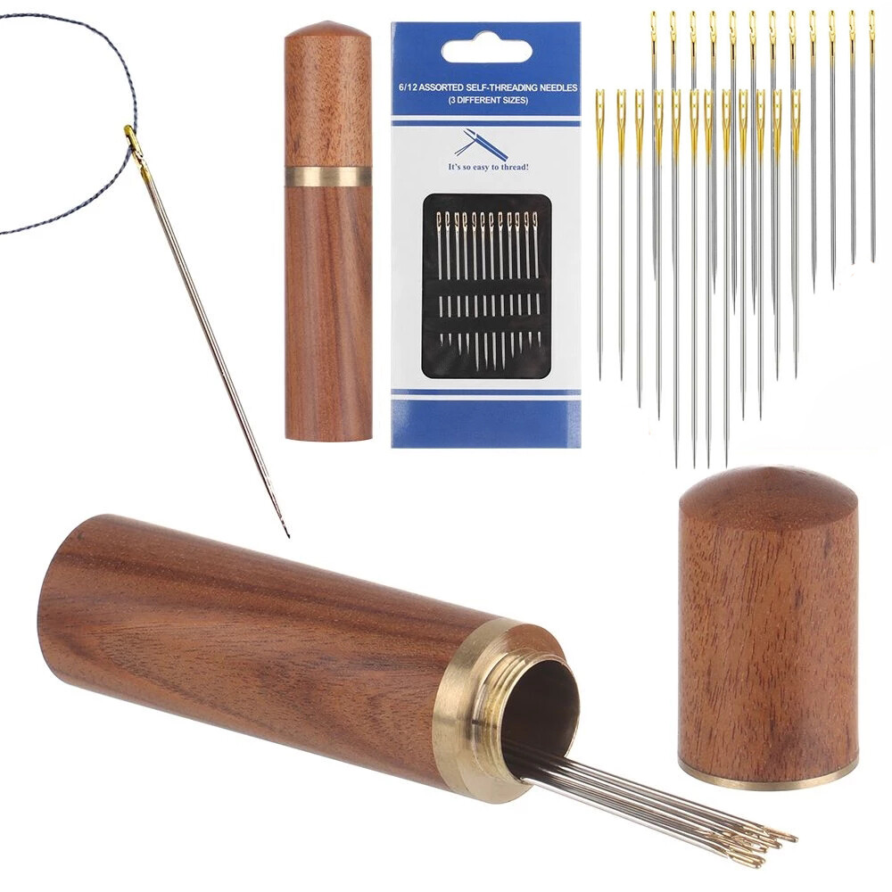 12Pcs Stainless Steel Self Threading Needles Hand Sewing Needles Home Household Tools