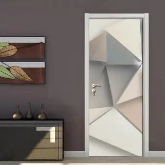 2pcs Set Creative Geometric Pattern Door Stickers Wall Home