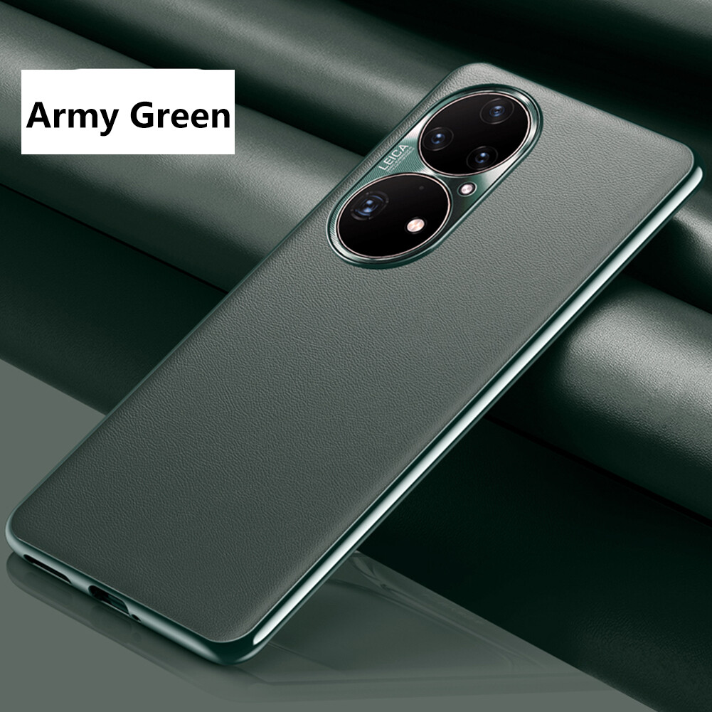 Original Leather Case For Huawei P50 Pro Case Shockproof Back Cover Plating Bumper For P50 Hard PC Mobile Phone Casing
