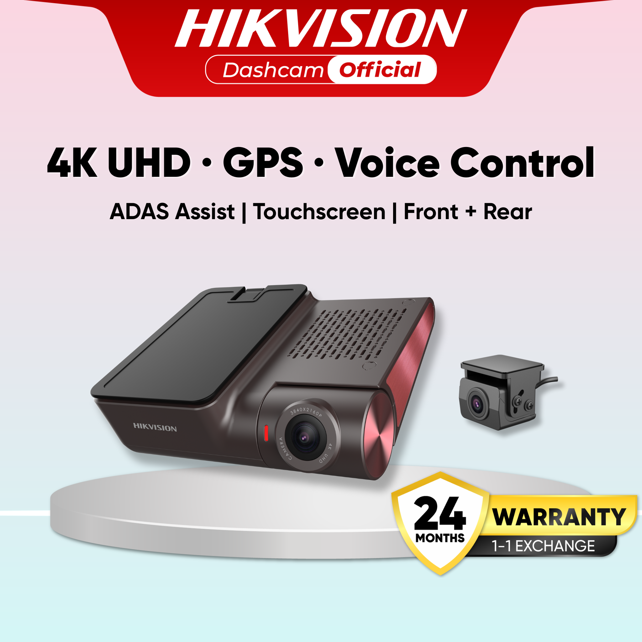 Hikvision 4K Dashcam G2 Pro Dual Channel Car Recorder With GPS